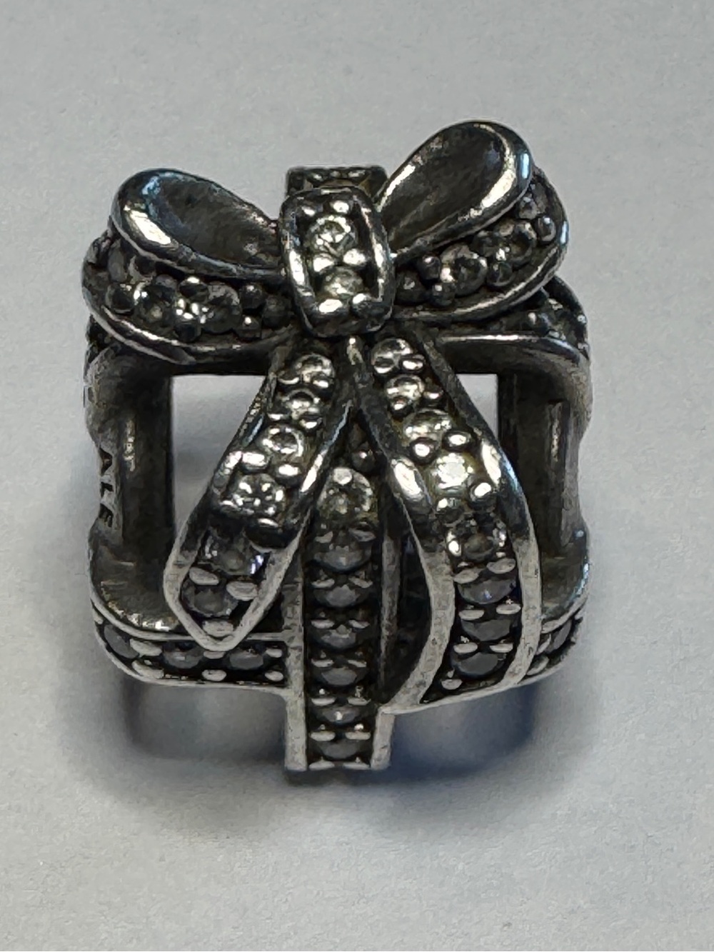 Authentic Pandora Retired Present Gift Box Charm 791404CZ Silver Pavé CZ